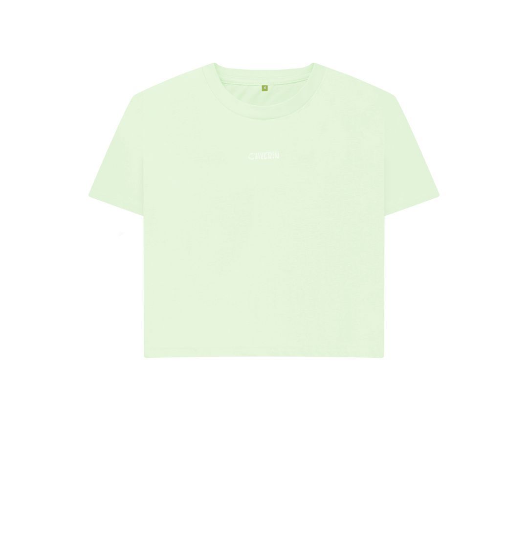 Pastel Green Centre Logo - Boxy Tee