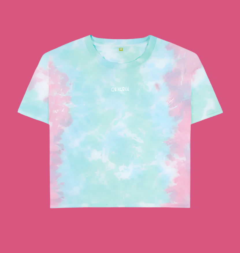 Pastel Tie Dye Centre Logo - Boxy Tee